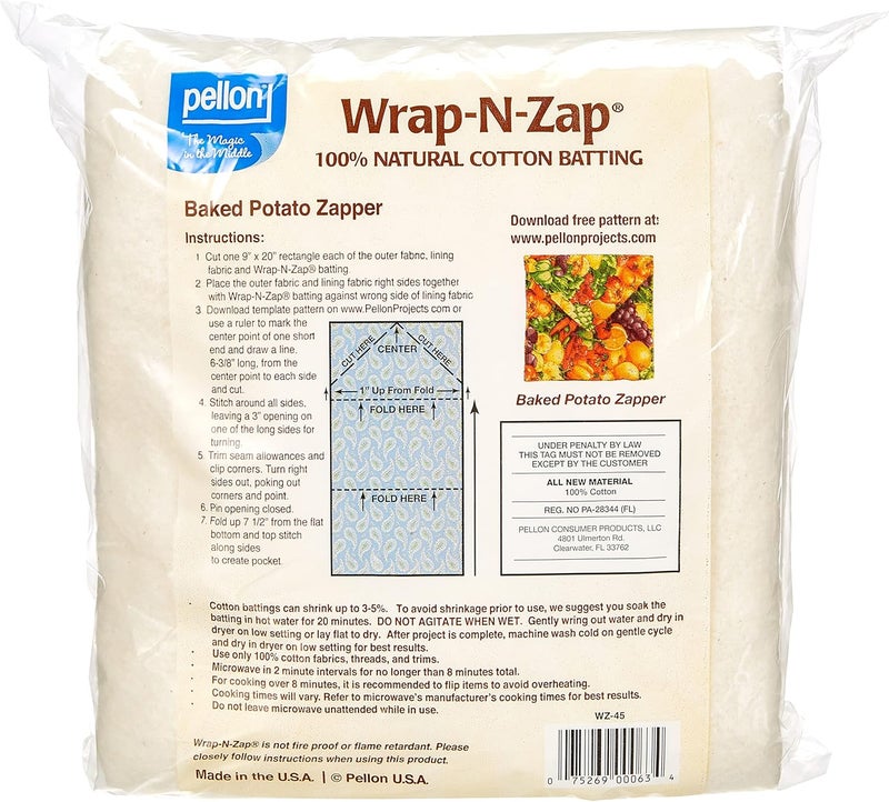 Pellon WZ-45, Natural Wrap-N-Zap Cotton Quilt Batting, 45 by 36-Inch, 1 Pack - Image 3